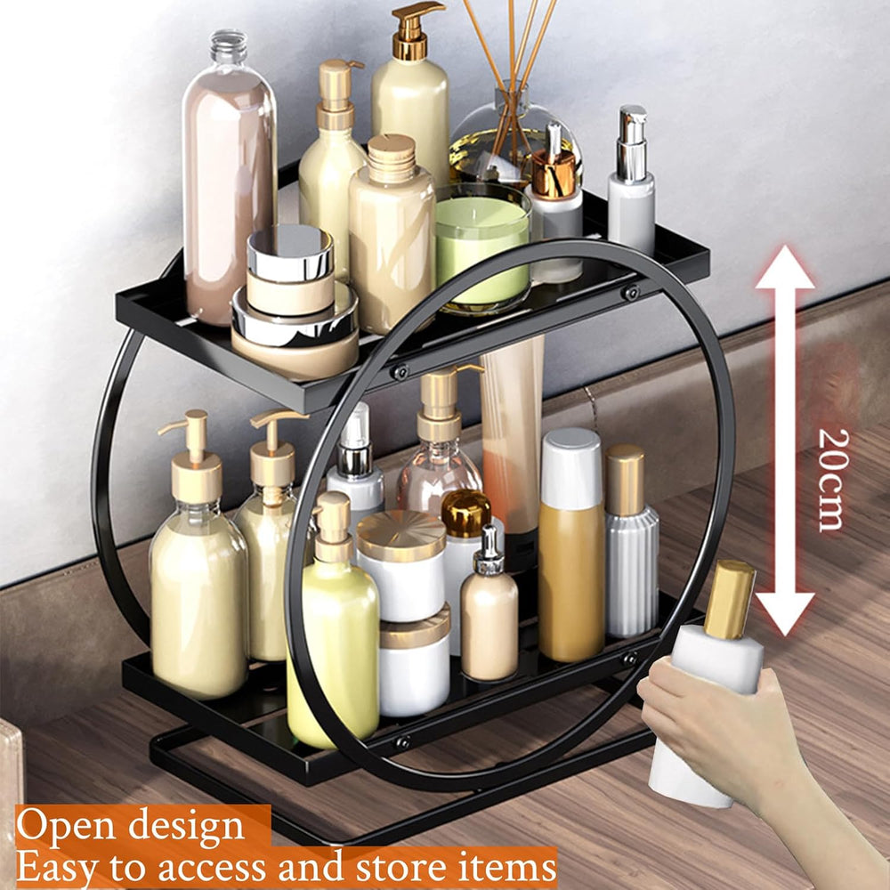 BPA Makeup Organizer,High-Capacity Skincare Make Up Storage,Bathroom Counter Organizer Countertop Storage, 2 Tier Cosmetic Display Tray for Cosmetic, Skin Care,Perfume,Makeup Brushes, Lipsticks.