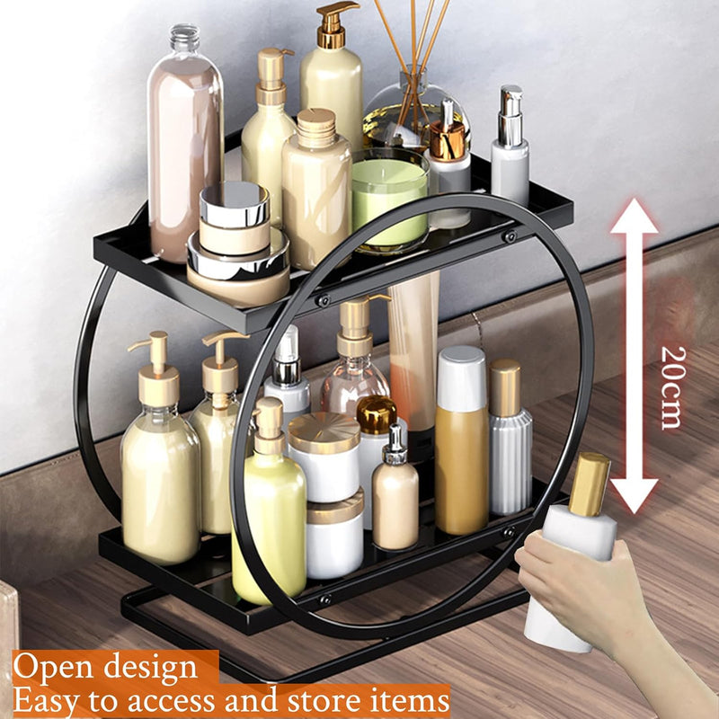 SYAMEET Makeup Organizer,High-Capacity Skincare Make Up Storage,Bathroom Counter Organizer Countertop Storage, 2 Tier Cosmetic Display Tray for Cosmetic, Skin Care,Perfume,Makeup Brushes, Lipsticks.