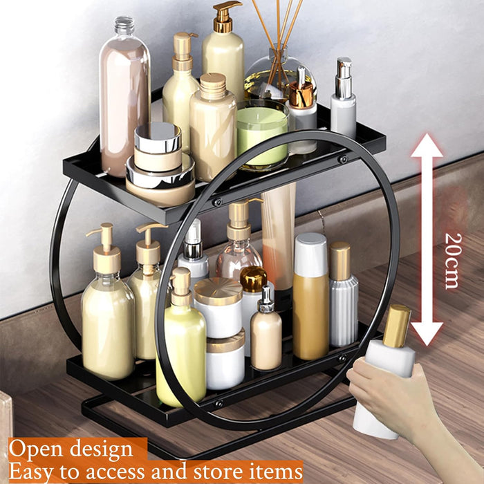 SYAMEET Makeup Organizer,High-Capacity Skincare Make Up Storage,Bathroom Counter Organizer Countertop Storage, 2 Tier Cosmetic Display Tray for Cosmetic, Skin Care,Perfume,Makeup Brushes, Lipsticks.