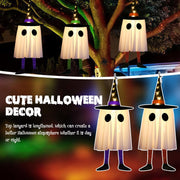 3 Pack Hanging Ghosts Halloween Decorations Outdoor, 23.6" Glowing Halloween Ghosts with Witch Hat, DIY Expressions Light up Ghost Kit for Yard Patio Garden Tree Outside