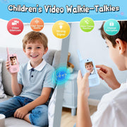 Kids Video Walkie Talkies Toys with Rotating Antenna & 2.0-Inch Screen - Dual-Camera Video Chat, USB-C Rechargeable with Lanyard, Colorful Gift for Interactive Play (Blue and Pink)