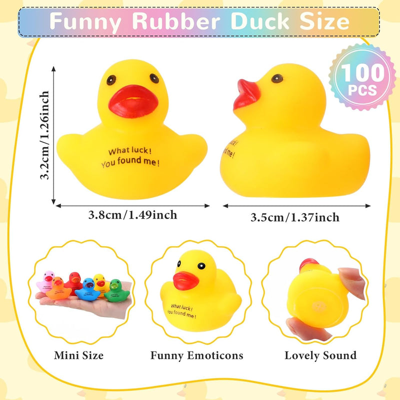 HyDren 100 Pcs Rubber Ducks Mini Ducks Bulk Bath Toys Yellow Cruise Ducks Bathtub Toys Float Ducks Baby Shower for Car Bathtub Classroom Exchange Prizes Treat Supplies Goodie Bag Fillers(Classic)