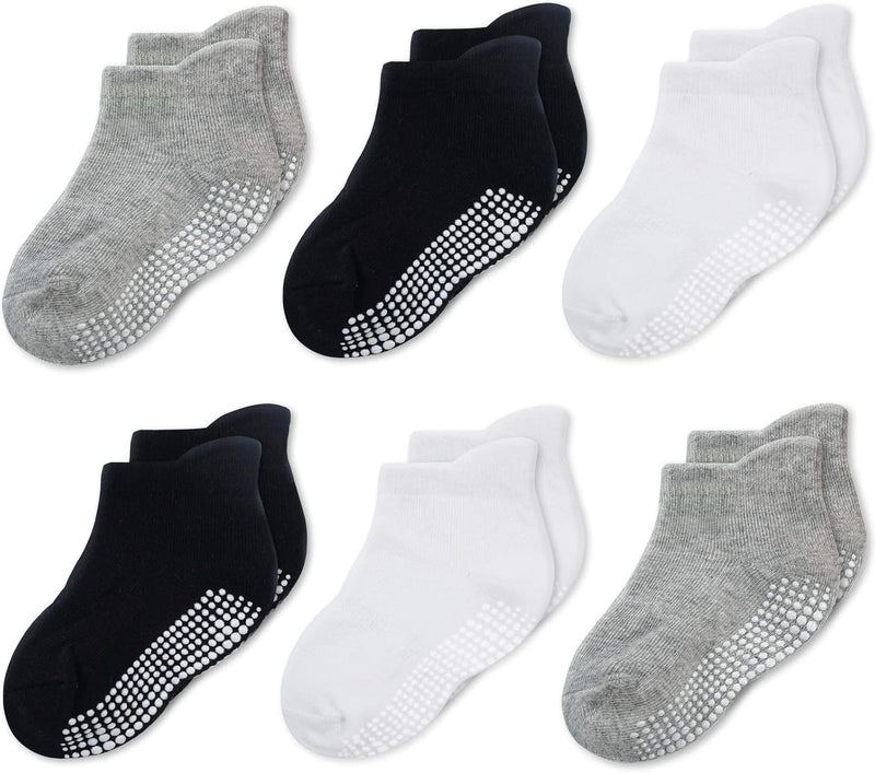 CozyWay Non-Slip Socks with Grippers - Ankle Style for Little Girls and Boys, Infants, Toddlers, Children