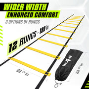 Ultimate Agility Ladder Speed Training Equipment - 8, 12, 20 Rungs with Multi Colors - Soccer and Football Training - Speed Ladder for Kids and Adults - Included Carry Bag - 12 Rungs 1. Yellow