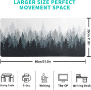 Desk Mat,Large Mouse Pad 31.5x11.8 Inch XL Extended Gaming Mouse Pad Mat with Non-Slip Base Stitched Edges Mousepad for Computer,Office,Keyboard and Laptop - Fog Misty Forest - Fog Misty Forest
