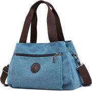 Hobo Handbags Light Nylon Crossbody Bag for Women, Multi Compartment Tote Purse Bags - Blue - Medium