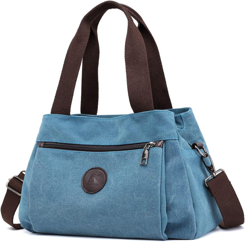 Hobo Handbags Light Nylon Crossbody Bag for Women, Multi Compartment Tote Purse Bags - Blue - Medium