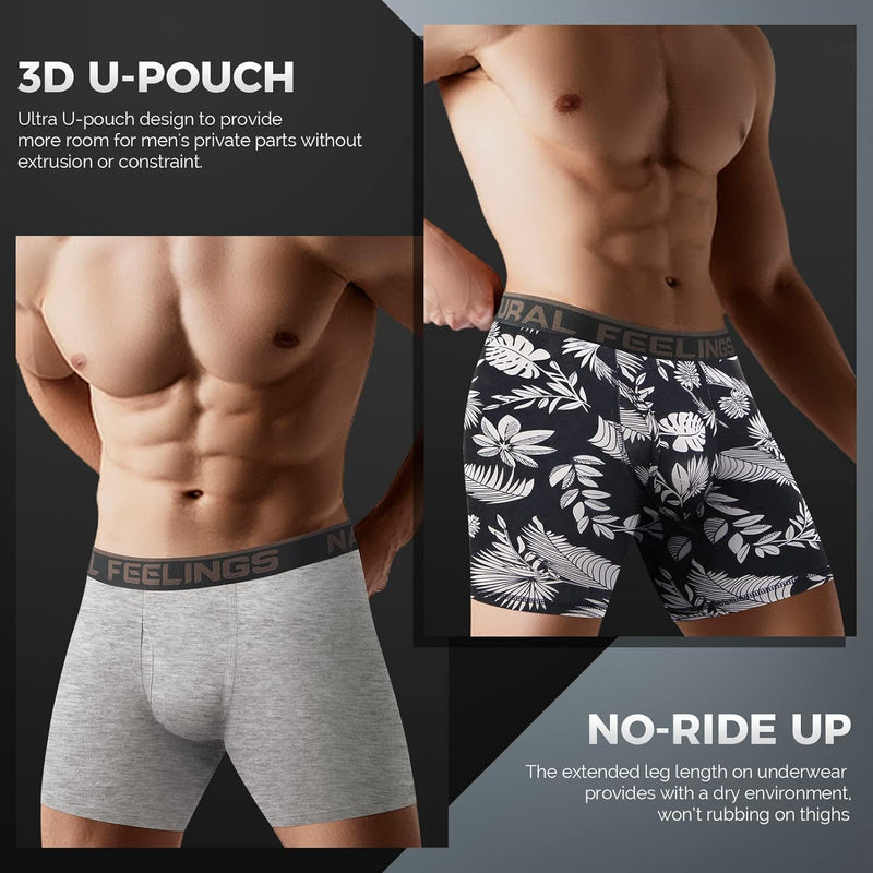 Natural Feelings Mens Boxer Shorts Soft Cotton Men Pack Breathable Mens Underwear Boxer Briefs