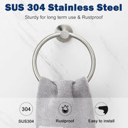 NearMoon Bath Towel Ring, Bathroom Hardware Accessories- Thicken Stainless Steel Hand Towel Holder for Bathroom, Modern Round Towel Hanger Wall Mounted (Brushed Nickel) - Brushed Nickel 1
