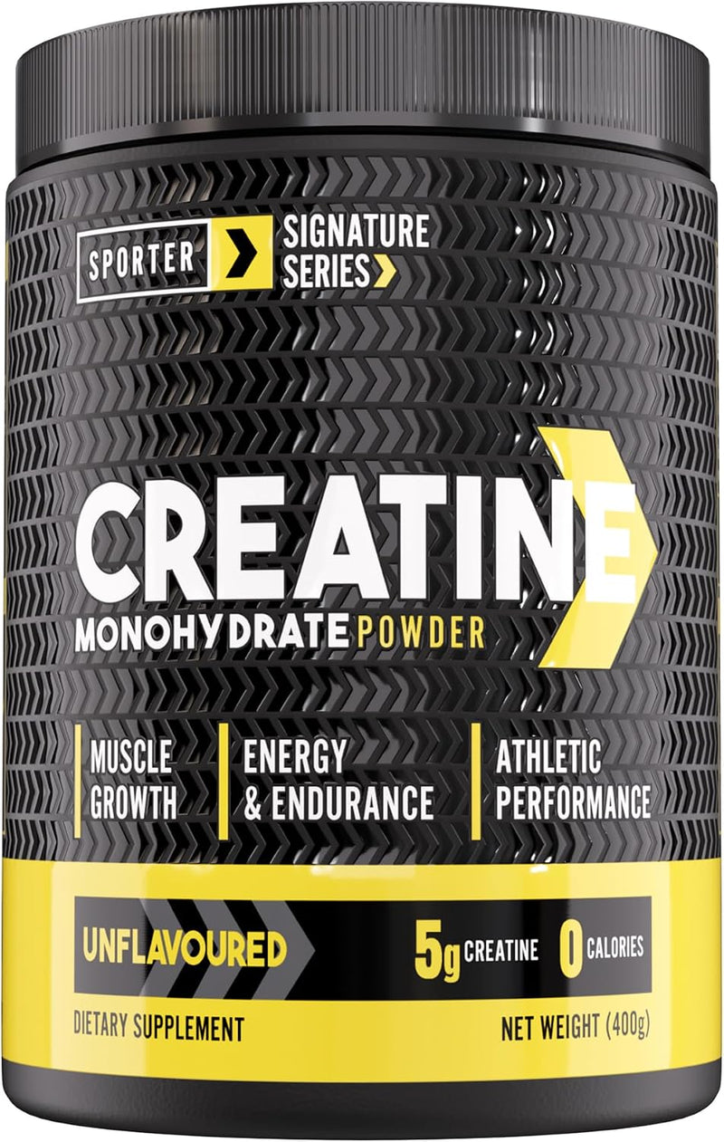 Sporter Creatine Monohydrate Powder - 250g, 50 Servings - Micronized & Pure Creatine for Muscles, Strength & Recovery - Unflavored, Easy to Mix - 400grams