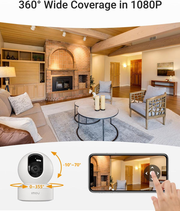 Imou 1080P Security Camera for Home Smart Camera Indoor Surveillance Home Camera 360° Motorized, IR Night Vision Baby Monitor Abnormal Sound, Two-way Talk, Pet Camera, Built-in Siren (DK2 1080P)