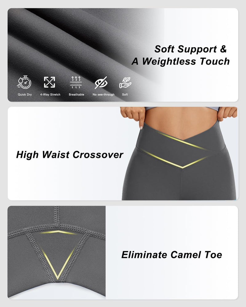 Aoliks Crossover Flare Leggings for Women,High Waisted Bootcut Yoga Pants Workout Bell Bottom Leggings