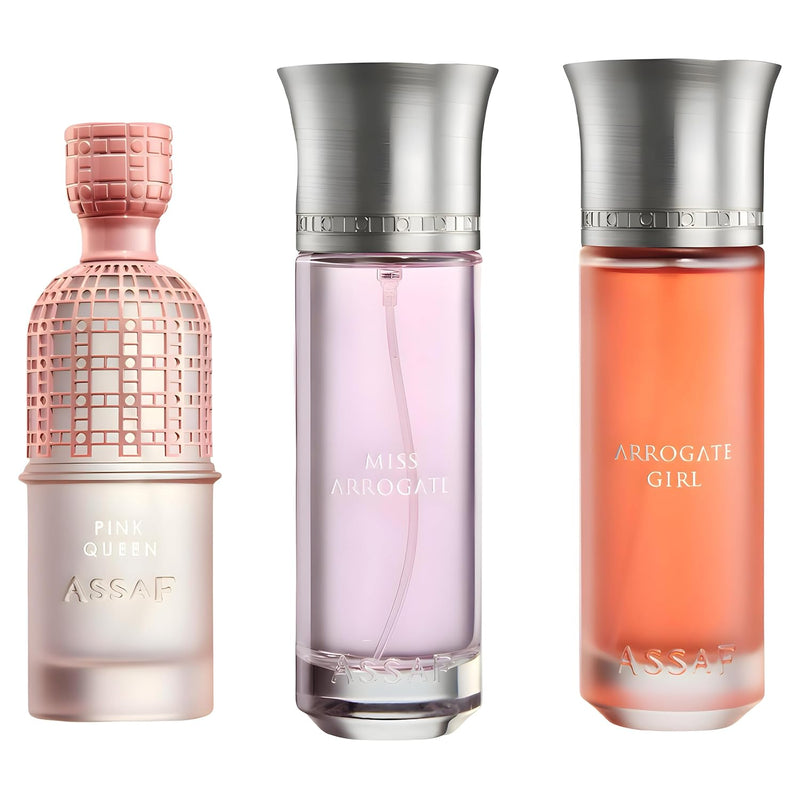 Asaf Perfume Set 3 Pcs - 600 ML Set For Women | Pink Queen + Miss Arrogate + Arrogate Girl | 200 ML Each - Asaf Lady ?? ?????? ???? ???? ????? ??? ???? + ?? ?????? + ?? ?????? ??????