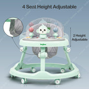 Baybee Drono Baby Walker for Kids, Round Kids Walker with 4 Seat Height Adjustable | Activity Walker for Baby with with Food Tray & Musical Bar | Walkers for Baby Boys Girls (Blue)