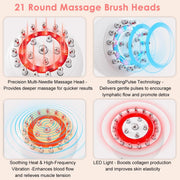 HANNEA Lymphatic Drainage Massager & Anti-Cellulite Tool for Legs, Arms, Belly Sculpting Machine with Microcurrent, Light, Heat, Vibration Reduces Stretch Marks Rechargeable White