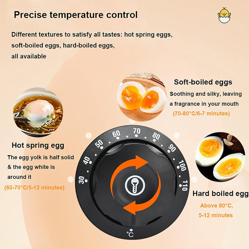 ZILOOK Commercial Egg Cooker, 2600w Boiled Hot Spring Eggs, 60 Eggs, 30-110°C Temperature Control / 0-60 Minutes Timer, Soft-Boiled Eggs/Hard-Boiled Eggs/Tea Eggs
