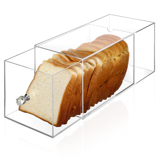 RimCereal Clear Bread Box Acrylic Bread Storage Container Display for Homemade Storage Bin for Kitchen Countertop, Muffins, Rolls Cake Food Party