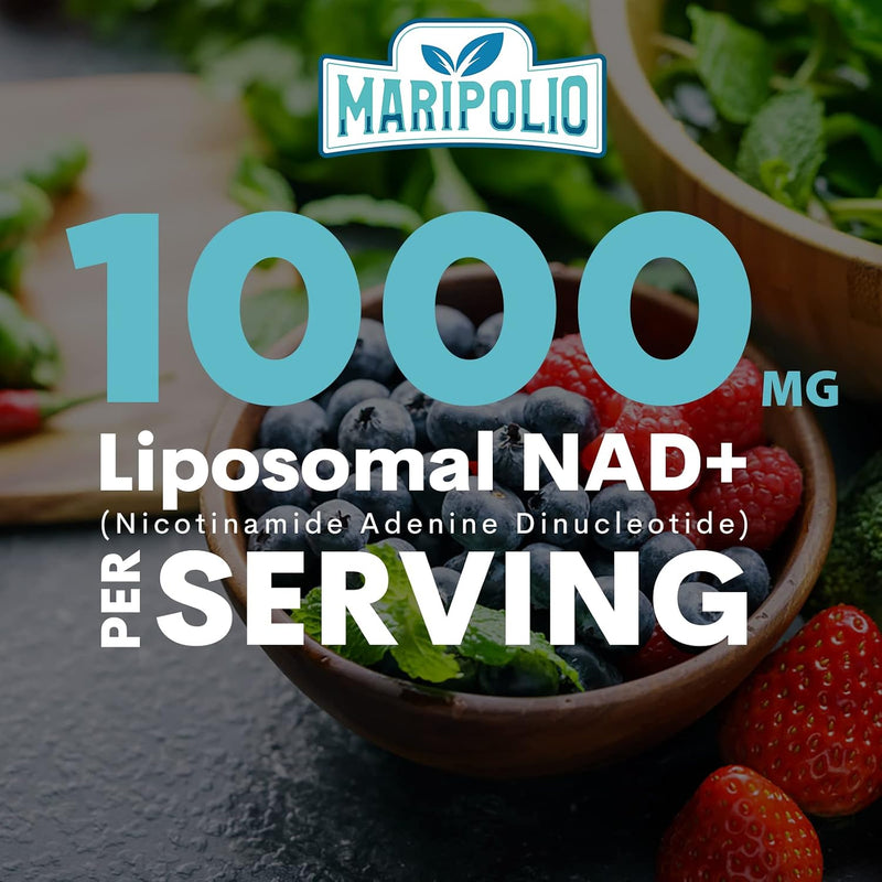 Maripolio Liposomal NAD+ Supplement 1000 mg Highest NAD Pontecy Max Absorption Pure NAD Supplement Energy and DNA Repair, Aging Defense, Brain Function 60 Softgels