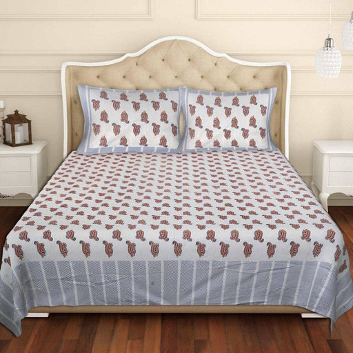 SUFAYA FAB Printed Indian Sanganer Cotton Premium Big Size Bedsheets for Modern Look(108x108) inches with Two Pillow (17x27) inches