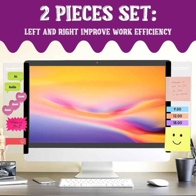 Office Desk Accessories 2pcs Computer Monitor Memo Board Computer Message Board Office Supplies for Women Men Computer Sticky Note Holder Home Office Accessories Office Desktop Message Office Decor