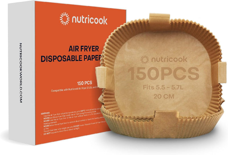 150 Pieces Disposable Air Fryer Liner, Water/oil proof for Baking, Roasting, and Air Frying Fits any brand from 3.3L to 5.2L Air fryers,16cm Square, NC-AFL100 - Large