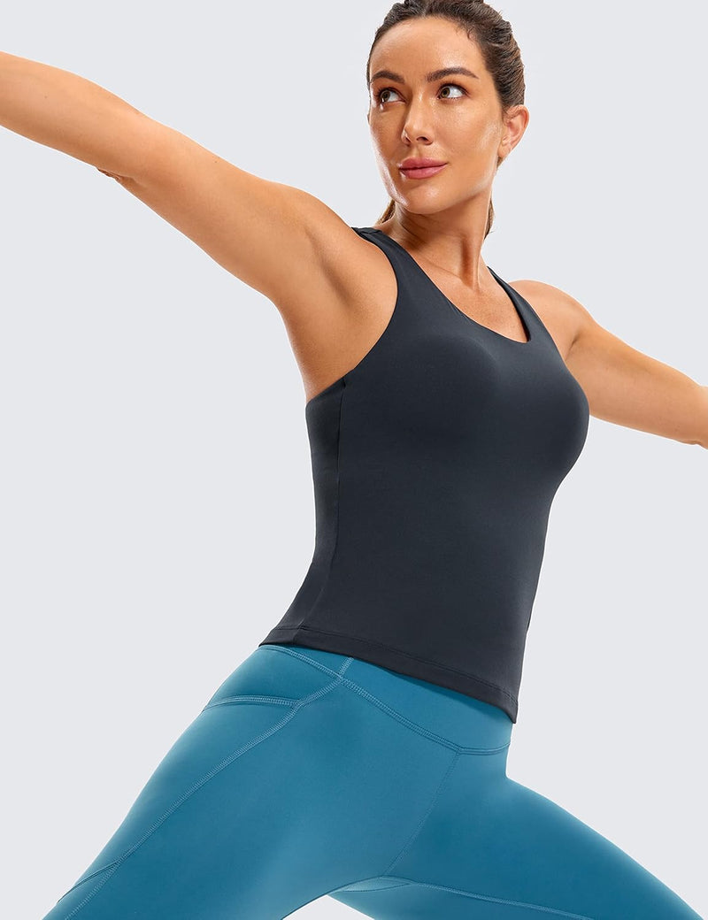CRZ YOGA Butterluxe Workout Tank Tops for Women Built in Shelf Bras Padded - Racerback Athletic Spandex Yoga Camisole
