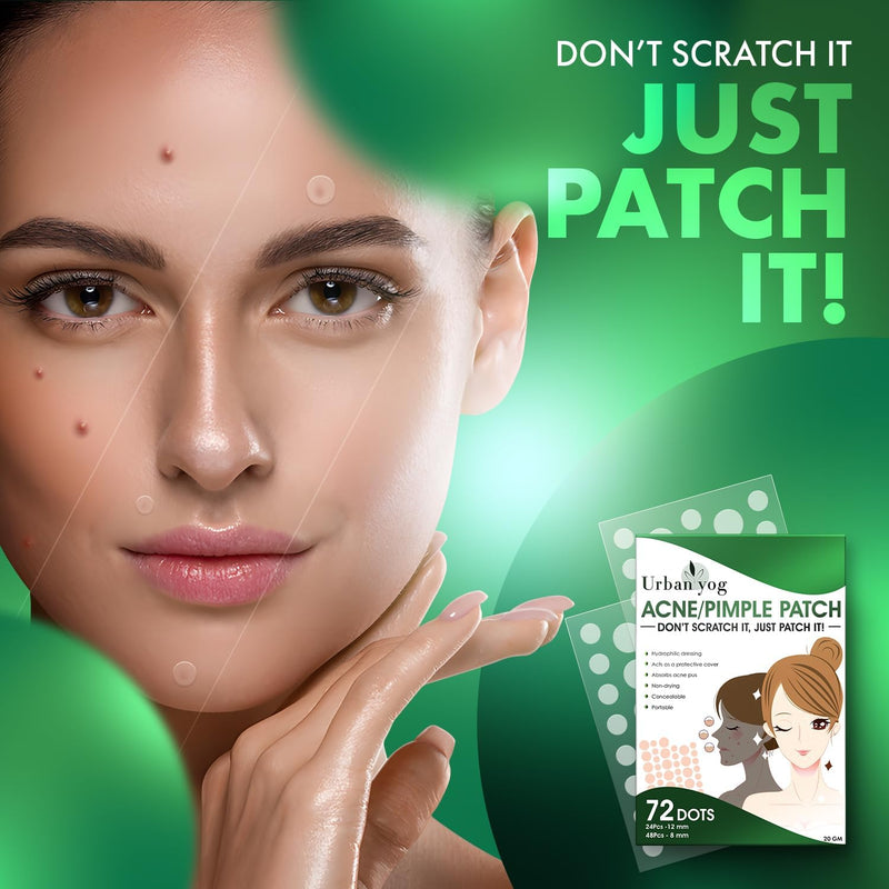 Urban yog Acne Pimple Patch - Invisible Facial Stickers cover with 100% Hydrocolloid, Pimple Patches for Face (72 Dots)