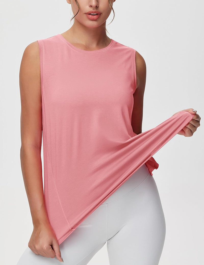 THE GYM PEOPLE Women's Workout Tank Tops Loose Fit Sleeveless Breathable Yoga Shirts with Side Slits