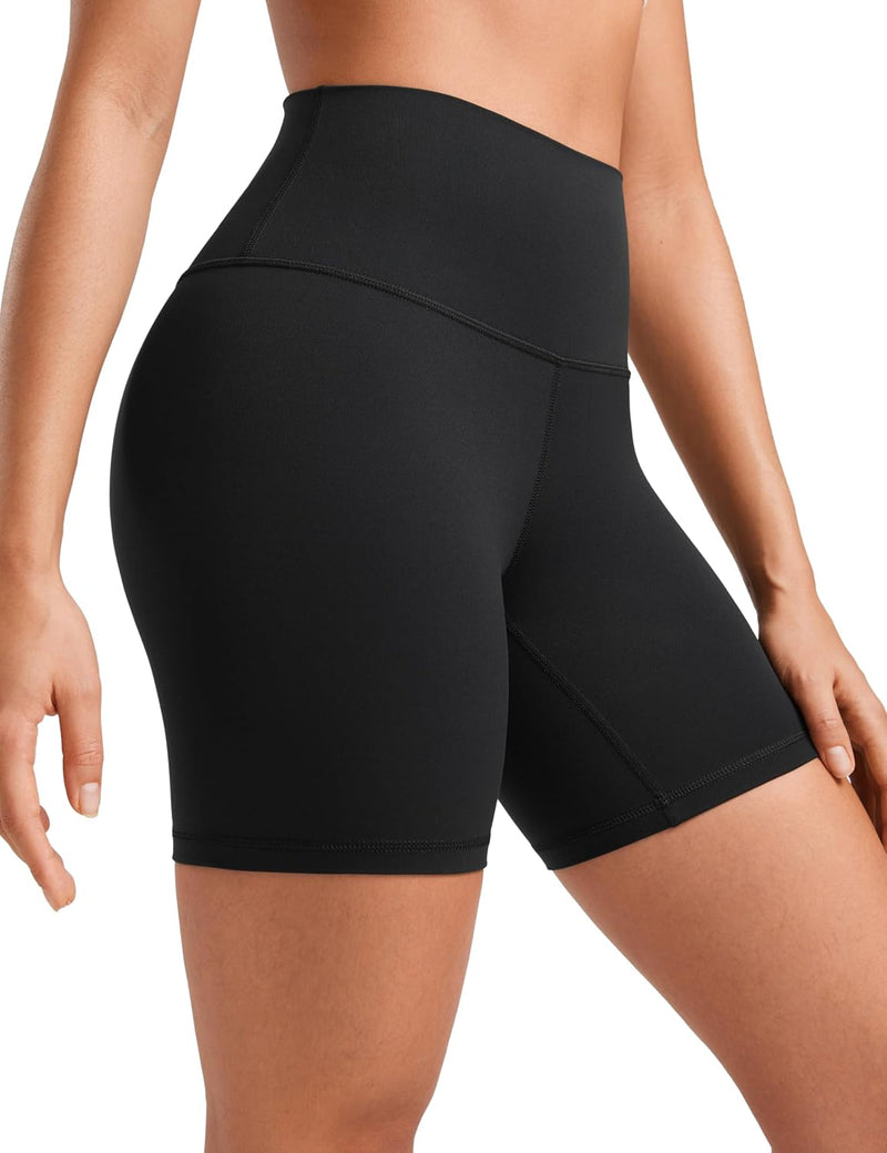 Womens ButterLuxe Biker Shorts 6"- High Waist Workout Athletic Running Spandex Yoga Shorts - black / black