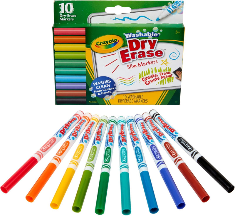 CRAYOLA 10 Ct Slim Dry-Erase Markers, Washable