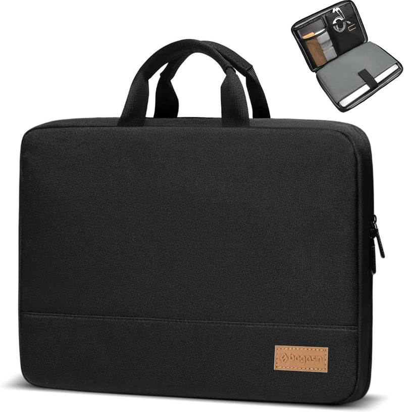 Laptop Sleeve Case, 15 15.6 16 inch TSA Laptop Sleeve Water Resistant with 4-Layer Protection, Computer Carrying Bag Compatible with MacBook, HP, Dell, Lenovo, Asus Notebook - black 13-13.3