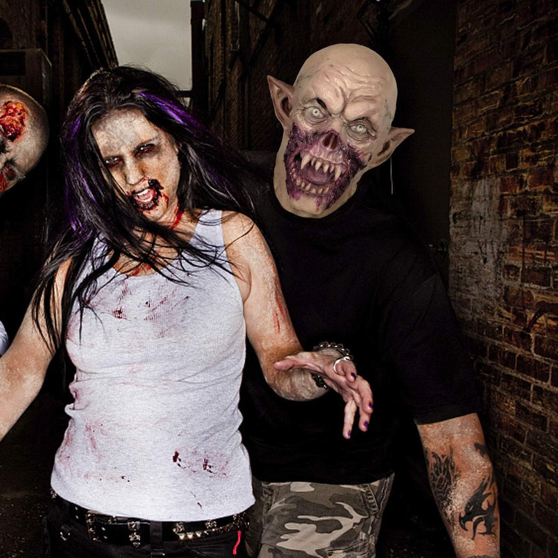 MOLEZU Vampire Mask Zombie Head Mask for Adult, Scary Horror Creepy Demon Monster Mask for Halloween Costume Party.