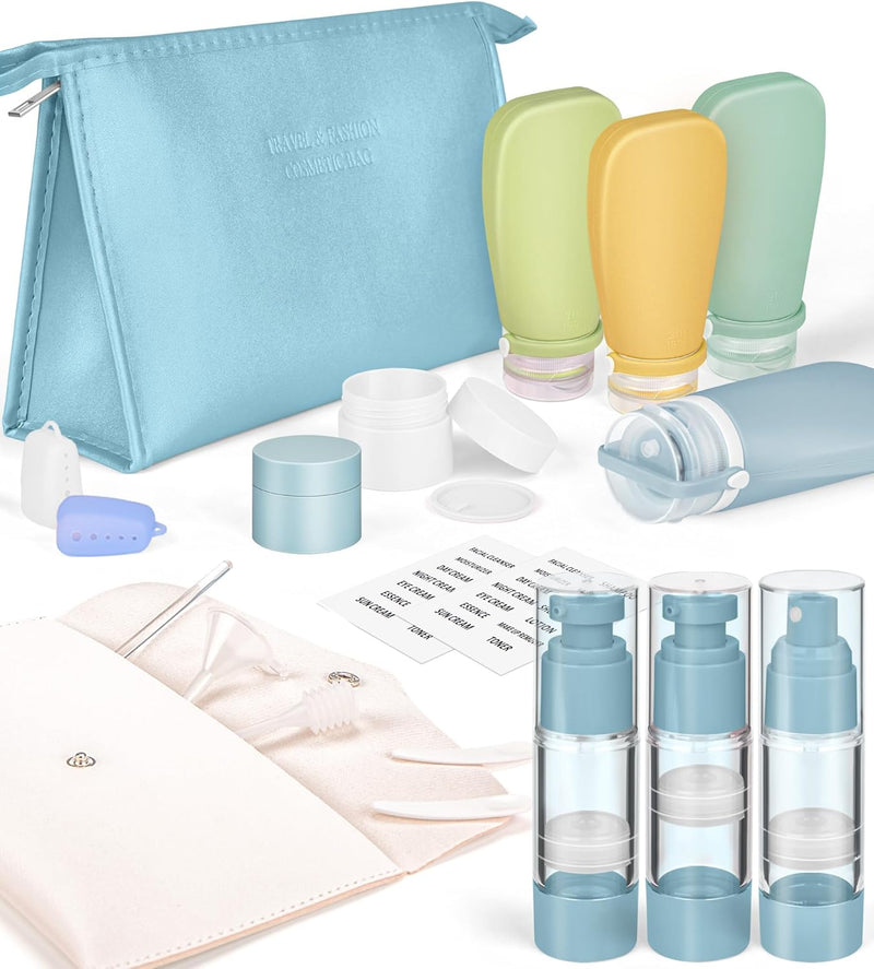 Noideeer 18 Pack Travel Bottle Set, 3oz Silicone Travel Containers, TSA Approved, BPA Free, with a Special Leak-Proof Design. Refillable Liquid Travel Size Toiletries Ideal.