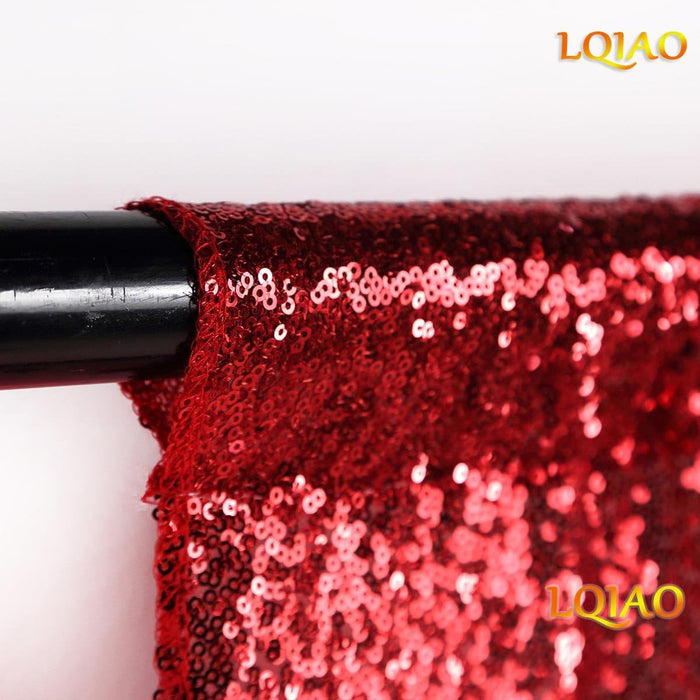 LQIAO 2 Panels Light Gold Sequin Backdrop Glitter Fabric for Wedding Birthday Parties Shimmer Wall-2x8ft