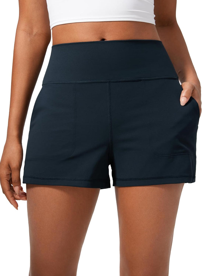 CRZ YOGA Butterlift Short de cintura alta para mujer para yoga Casual Lounge Workout con bolsillos Sin forro