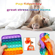 Coolbaby Push Bubbles Pop Fidget Sensory Toy,A Loud Side And A Quiet To Pop, Autism Adhd Special Needs Stress Reliever Silicone Squeeze Toy, ,RainbowStyle2