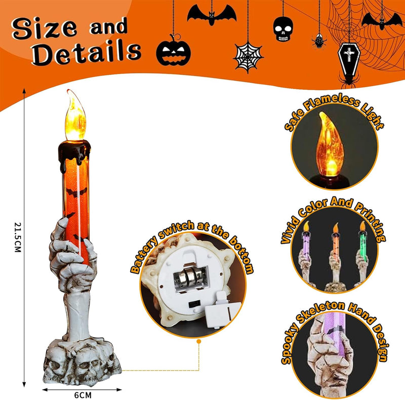 Halloween Decorations, 3PCS Halloween Candle Lights, Hand Shape Flameless Candle, Party Decorative Props Hand Light