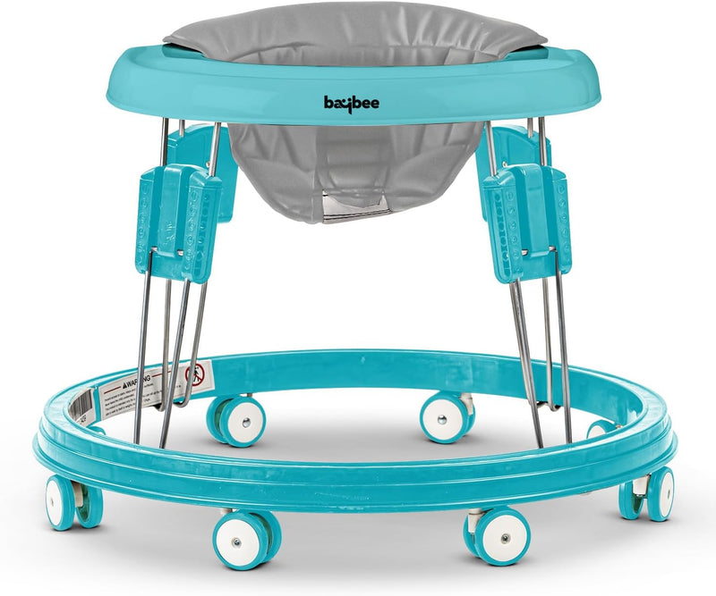 Baybee Baby Walker for Kids, Foldable Round Baby Walker | Baby Activity Walker for Toddlers with 3 Position Adjustable Height | Walker for Baby Boy Girl 6 to 18 Months (Black)