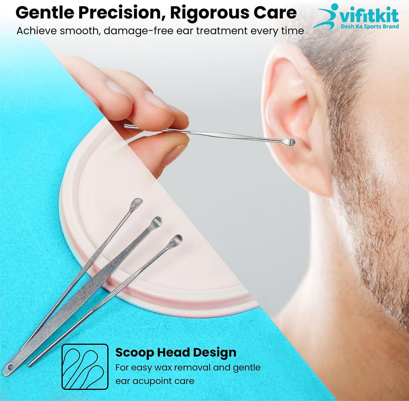 VFK by Trendy Home Ear Cleaning Kit (Pack of 1), Reusable Ear Wax Cleaner Tool Set with Storage Box - Ear Wax Remover Tool Kit with Ear Curette Cleaner and Spring Earbuds Cleaner