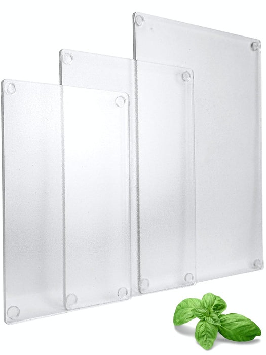 Acrylic Chopping Board with Stop Edge, 45 x 35 and 60 x 45 cm, Scratch-Resistant, Hygienic, Antibacterial, Non-Slip, Transparent, Plastic Chopping Boards