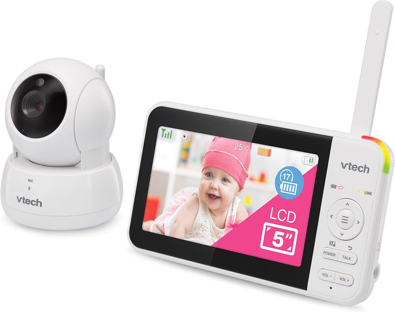 VTech VM924-2 Video Baby Monitor with 2 Cameras, Pan and Tilt, Baby Monitor with 5 Inch LCD Screen, Up to 17 Hours Battery Life, 1.33x Zoom, Night Vision, 300 m Long Range, Calming