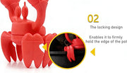 HIKKY Silicone Utensil Rest, Kitchen Utensil Holder, Red Crab Silicone Steam Releaser for Pot, Non-Slip Stovetop Organizer, kitchen and grill utensil holder for Cooking