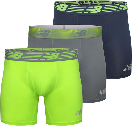 mens Nb3017-4 Performance 5 No Fly Boxer Briefs 4-Pack (pack of 4) - Hi Lite/Steel/Vintage Indigo