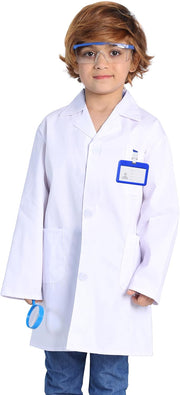 TOGROP 4Pcs Doctor Scientist Lab Costume for Kids Role Play Thick White Coat Birthday Party Gift 2-12 Years - White