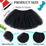 KASTWAVE Cat Costume Set, 6 Pcs Cosplay Costume, Include Red and White Striped Top Hat, Oversized Bow Tie with Fur, Tutu Skirt, Gloves, Socks and Tail, Dress Up for World Book Day, Halloween, Party