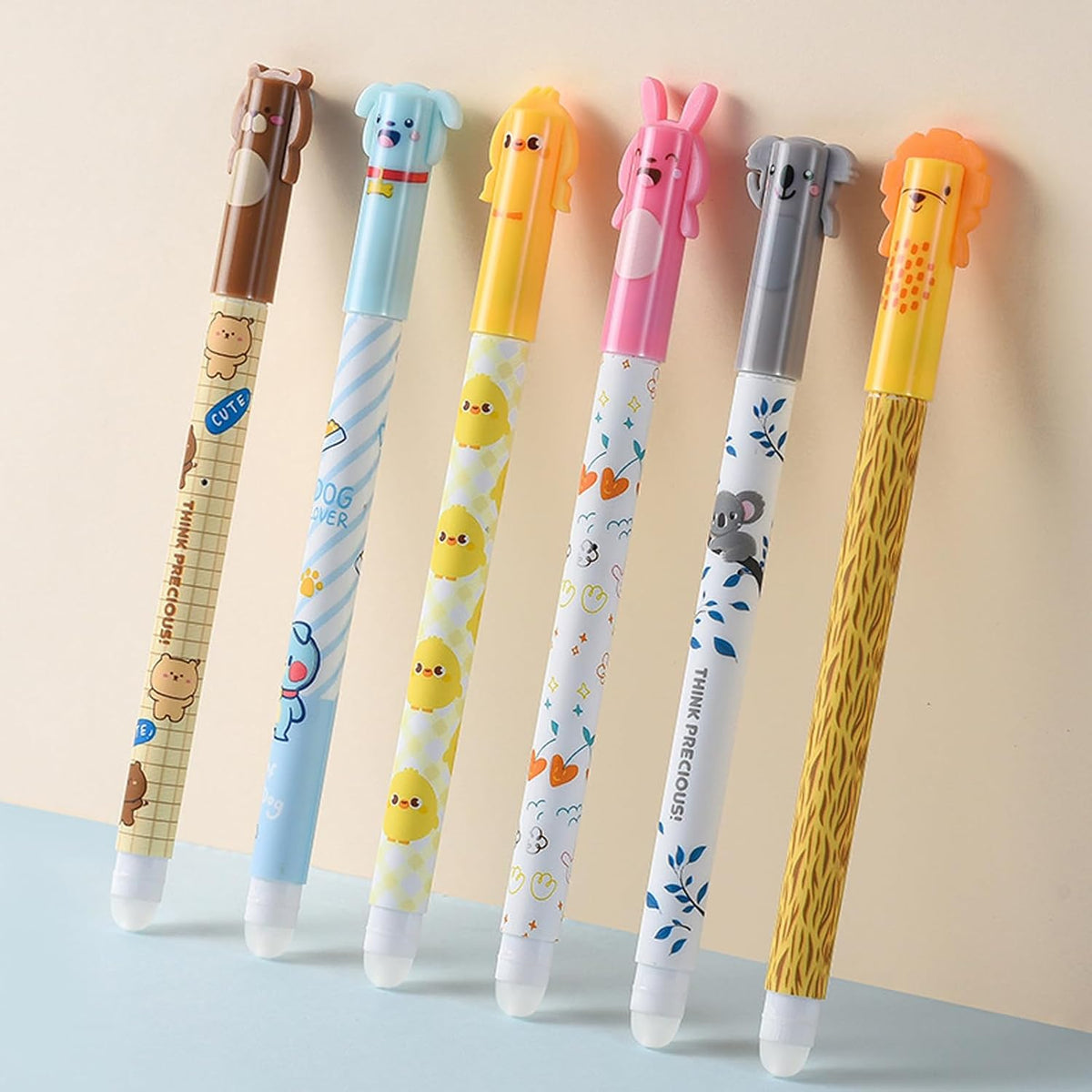 Erasable Gel Pen,6 Pcs 0.5mm Black Erasable Writing Pens,Cute Cartoon Animal Rub Out Gel Pens with Erasers,Great for School Supplies and Office Stationery – image 5