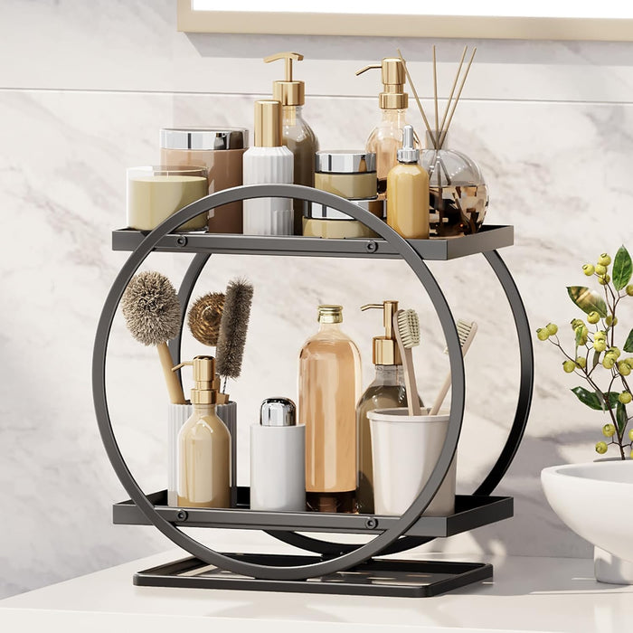 SYAMEET Makeup Organizer,High-Capacity Skincare Make Up Storage,Bathroom Counter Organizer Countertop Storage, 2 Tier Cosmetic Display Tray for Cosmetic, Skin Care,Perfume,Makeup Brushes, Lipsticks.
