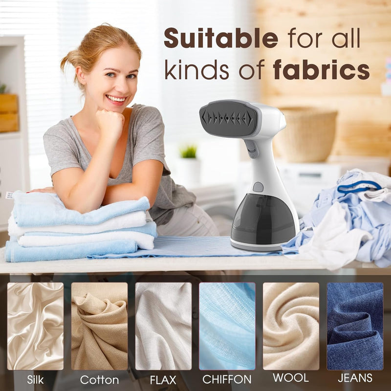 Steamer for Clothes, Handheld Clothes Steamer, 1500W Garment Steamer with 300ml Detachable Water Tank, 30s Fast Heat-up, Auto-Off, Steam Iron Fabric Wrinkle Remover with Brush (Grey)