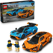 Speed Champions Lamborghini Revuelto & Huracán STO - Toy Race Cars Model Kit incl. 2 Driver Minifigures - Birthday Gift for 10+ Year Old Boys - 77238