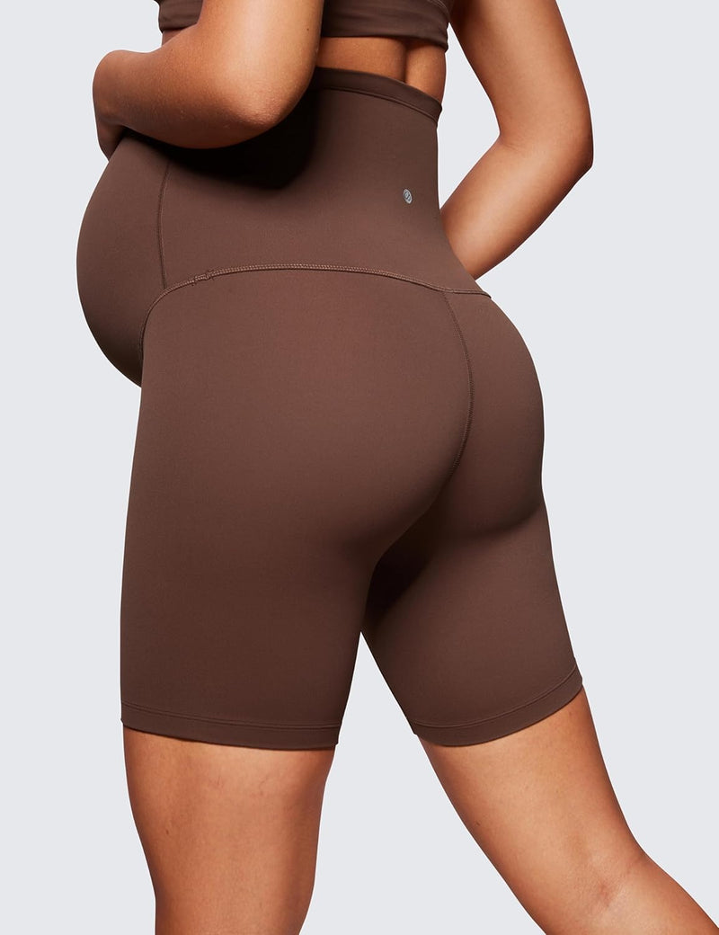 CRZ YOGA Womens Butterluxe Maternity Yoga Biker Shorts Over The Belly 4" / 6" - Pregnancy Workout Running Athletic